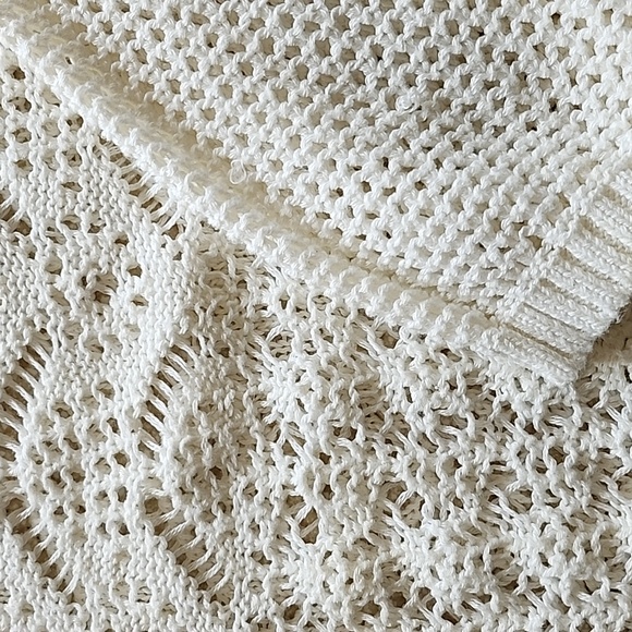 Guess Open Knit Cream Sweater Size M - Picture 10 of 12